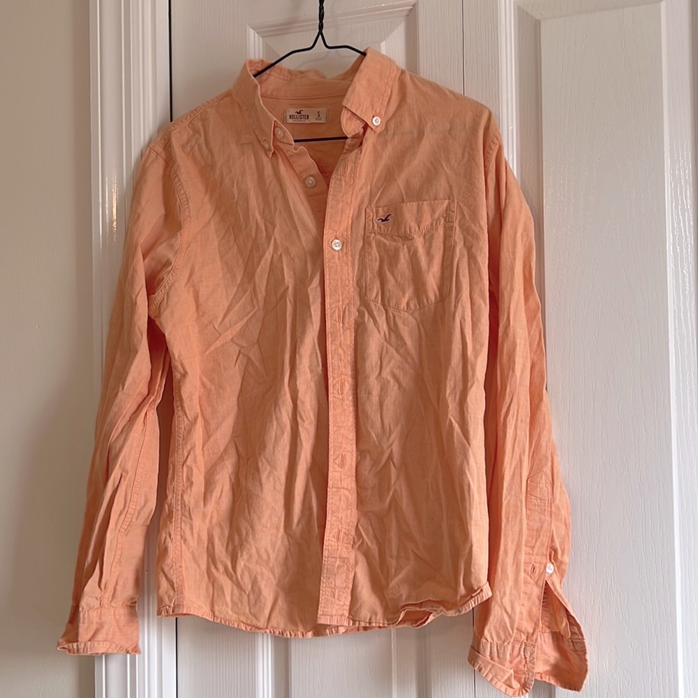 Hollister button down, orange, size small
